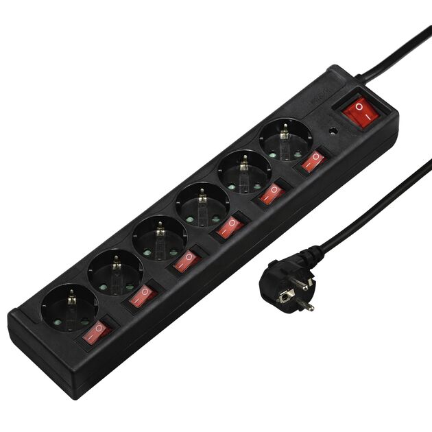 HAMA Мережевий фільтр з окремими вимикачами кожної розетки[00121946], фото , изображение 3 | SNABZHENIE.com.ua