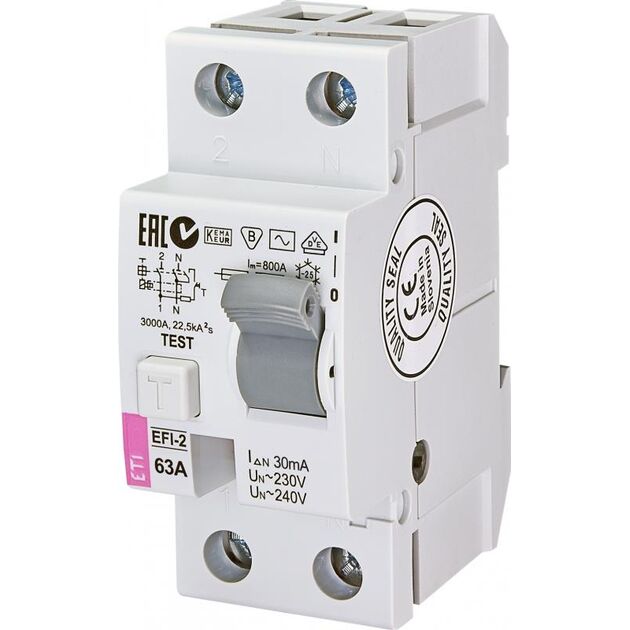 ETI Реле диференціальне (УЗО) EFI-2[63/0,03 тип AC (10kA)], фото  | SNABZHENIE.com.ua
