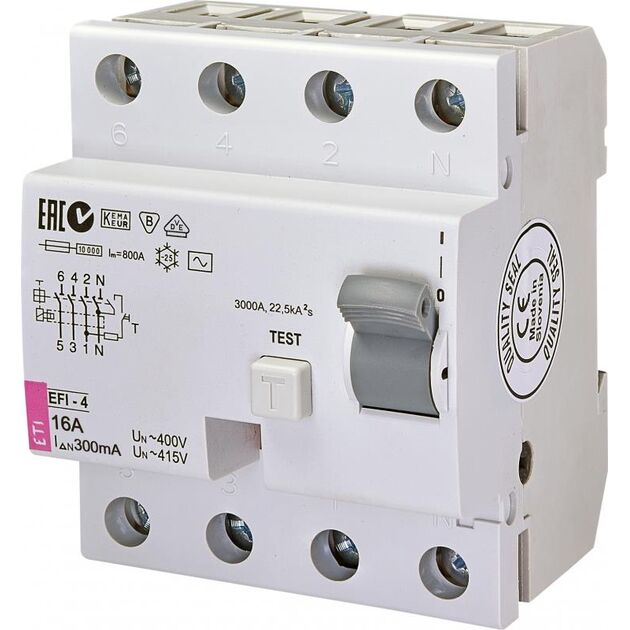 ETI Реле дифференциальное (УЗО) EFI-4[EFI-4 AC 16/0.3 тип AC (10kA)], фото  | SNABZHENIE.com.ua
