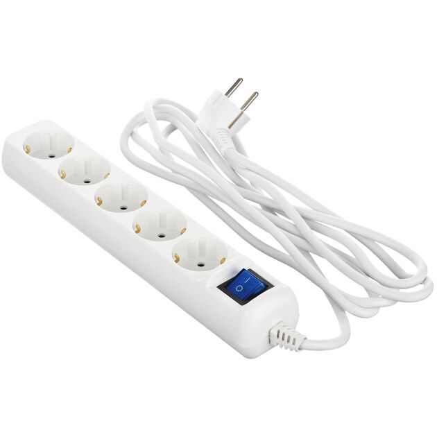 2E Мережевий подовжувач 5XSchuko з вимикачем, 3G*1.5мм2, 3м, white, фото  | SNABZHENIE.com.ua