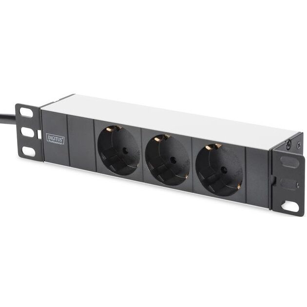 Digitus Пристрій розподілу електроживлення 10" 1U, 16A, 230V 3xSchuko, вилка Schuko, фото  | SNABZHENIE.com.ua