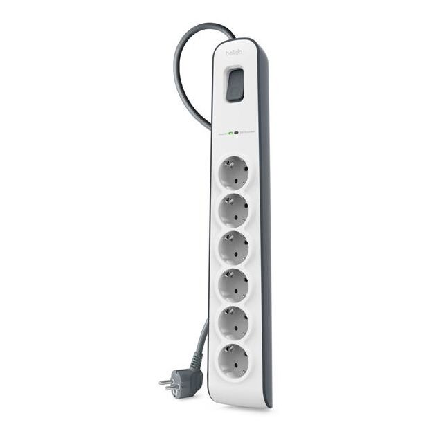 Belkin Подовжувач-фільтр мережевий 6хТип F, 3x1.5мм кв, 16А, з захистом від перенапруги, 2м, білий, фото  | SNABZHENIE.com.ua