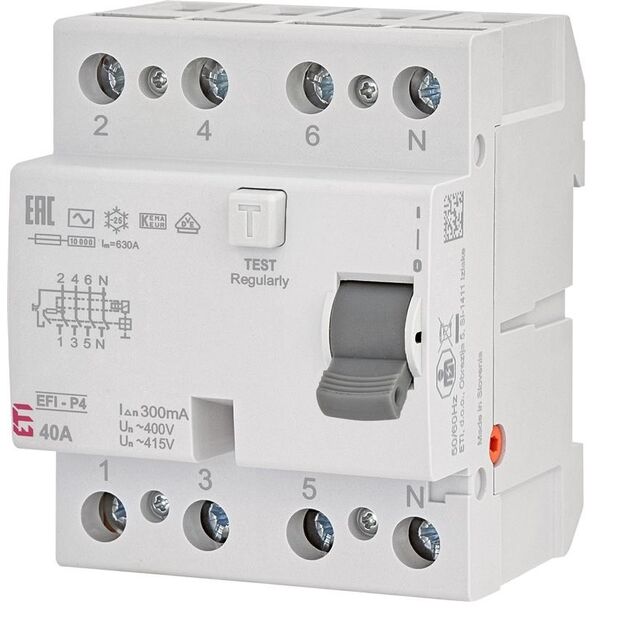 ETI Реле диференціальне  (УЗО) 4р EFI-P4 40/0.3 тип AC (10kA), фото  | SNABZHENIE.com.ua