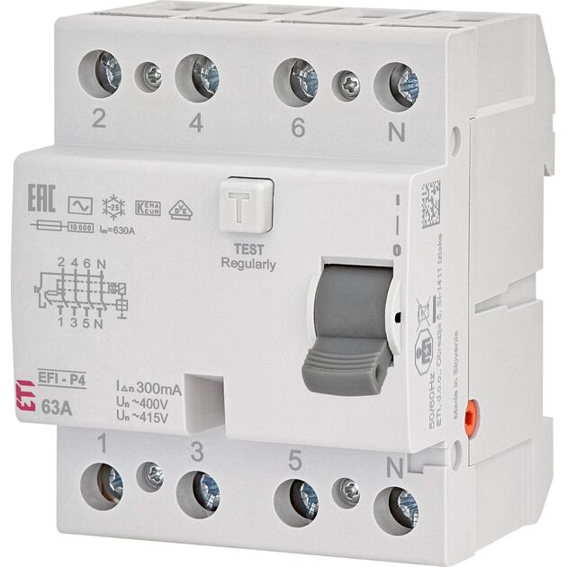 ETI Реле дифференциальное (УЗО)4р EFI-P4 63/0,3 тип AC (10kA), фото  | SNABZHENIE.com.ua