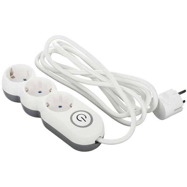 2E Мережевий подовжувач Plus 3XSchuko з вимикачем, 3G*1.0мм, 3м, white, фото  | SNABZHENIE.com.ua