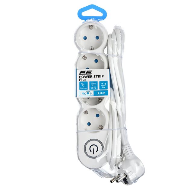 2E Мережевий подовжувач Plus 4XSchuko з вимикачем 3G1.0*3M, white, фото , изображение 8 | SNABZHENIE.com.ua 2E Мережевий подовжувач Plus 4XSchuko з вимикачем 3G1.0*3M, white, фото , изображение 8 | SNABZHENIE.com.ua
