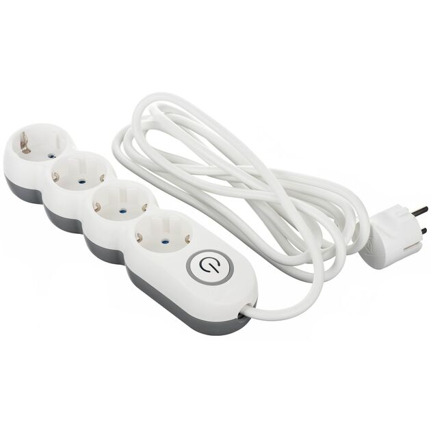 2E Мережевий подовжувач Plus 4XSchuko з вимикачем 3G1.0*3M, white, фото  | SNABZHENIE.com.ua