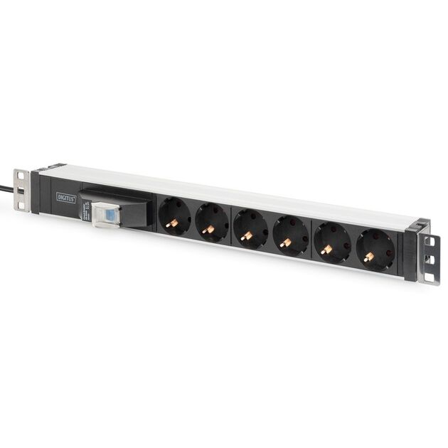 Digitus Блок розеток 1U, 6xSchuko, 16A, 250V, автомат, вилка Schuko, фото  | SNABZHENIE.com.ua