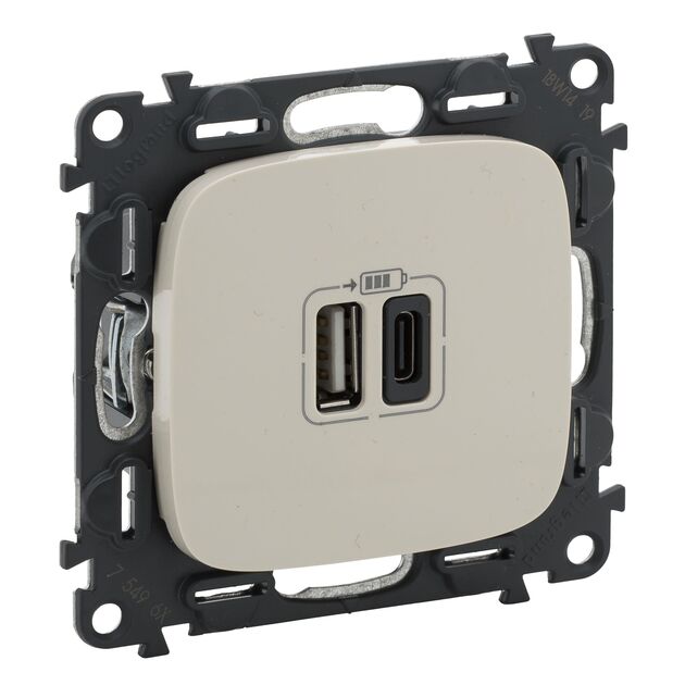 Legrand Розетка Valena ALLURE USB-А + USB-С, 3А 5В, слонова кістка, фото  | SNABZHENIE.com.ua
