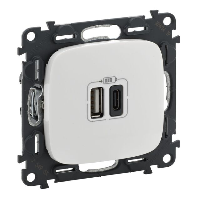 Legrand Розетка Valena ALLURE USB-A + USB-С, 3А 5В, білий, фото  | SNABZHENIE.com.ua