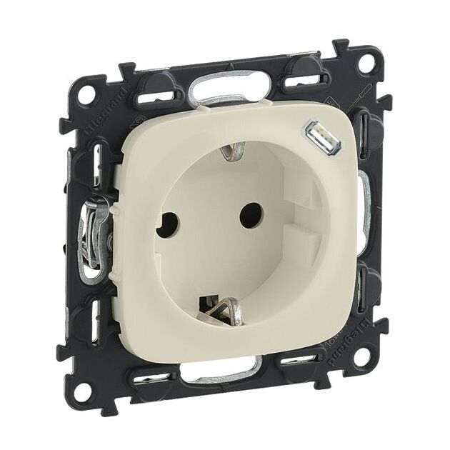 Legrand Розетка комбінована Valena ALLURE силова c заземленням + USB-С 1.5А 5В, слонова кістка, фото  | SNABZHENIE.com.ua
