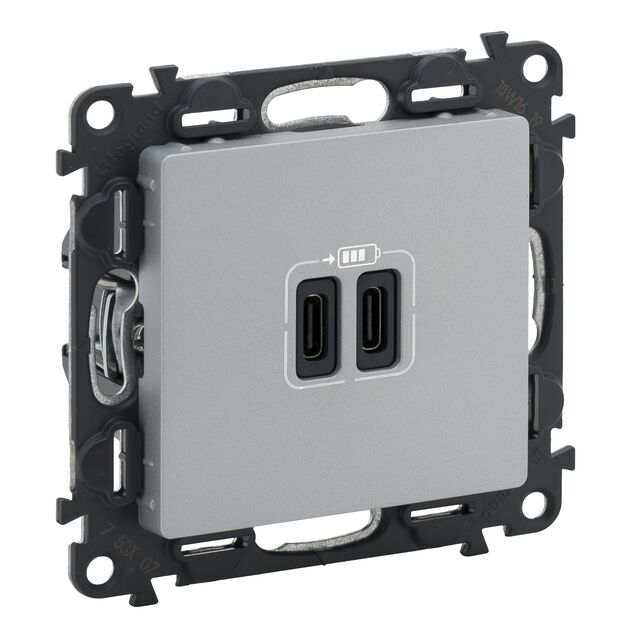 Legrand Розетка Valena LIFE USB-С + USB-С, 3А 5В, алюміній, фото  | SNABZHENIE.com.ua