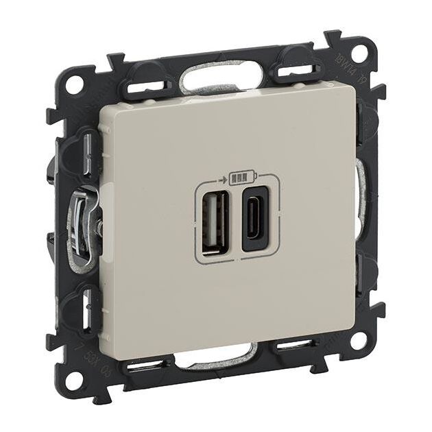 Legrand Розетка Valena LIFE USB-А + USB-С, 3А 5В, слонова кістка, фото  | SNABZHENIE.com.ua