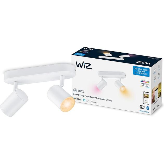 WiZ Світильник точковий накладний розумний IMAGEO Spots, 2х5W, 2200-6500K, RGB, Wi-Fi, білий, фото  | SNABZHENIE.com.ua