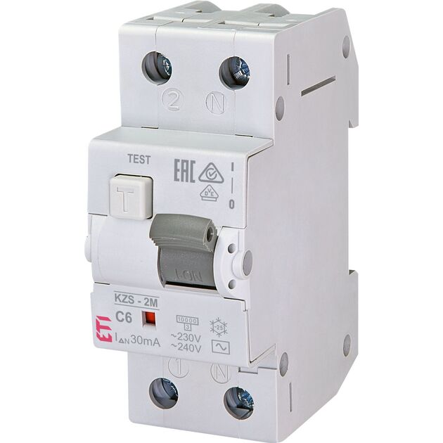 ETI Диф. автоматичний вимикач KZS-2M C 6/0,03 тип AC (10kA), фото  | SNABZHENIE.com.ua