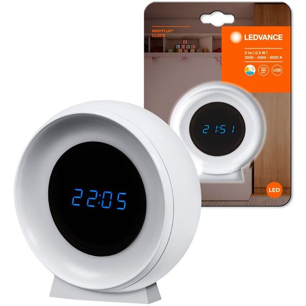 LEDVANCE Нічник NIGHTLUX CLOCK білий, фото  | SNABZHENIE.com.ua