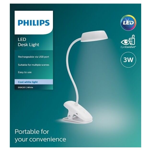 Philips Лампа настільна LED Reading Desk lamp Donutclip, білий, фото , изображение 4 | SNABZHENIE.com.ua Philips Лампа настільна LED Reading Desk lamp Donutclip, білий, фото , изображение 4 | SNABZHENIE.com.ua