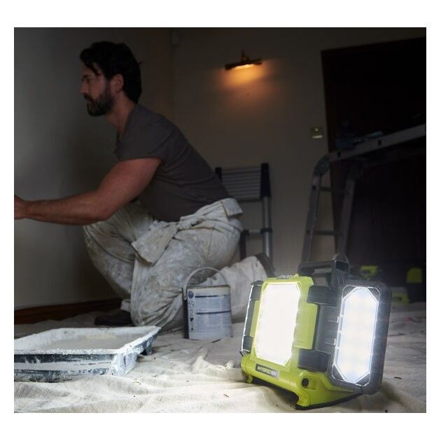 Ryobi Прожектор акумуляторний панельний ONE+ RLP18-0 18В 3 LED панелі 3000лм 3 режими яскравості (без АКБ та ЗП), фото , изображение 6 | SNABZHENIE.com.ua Ryobi Прожектор акумуляторний панельний ONE+ RLP18-0 18В 3 LED панелі 3000лм 3 режими яскравості (без АКБ та ЗП), фото , изображение 6 | SNABZHENIE.com.ua