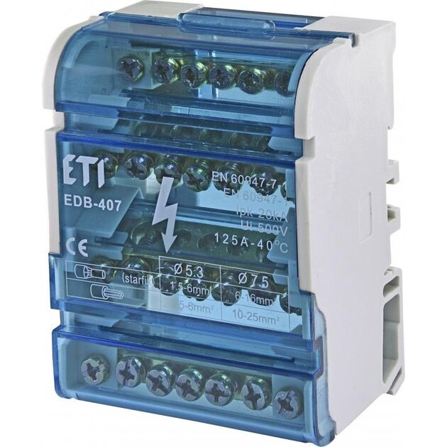 ETI Блок розподільчий EDB-407 4p, 3L+PE/N, 125A, фото  | SNABZHENIE.com.ua