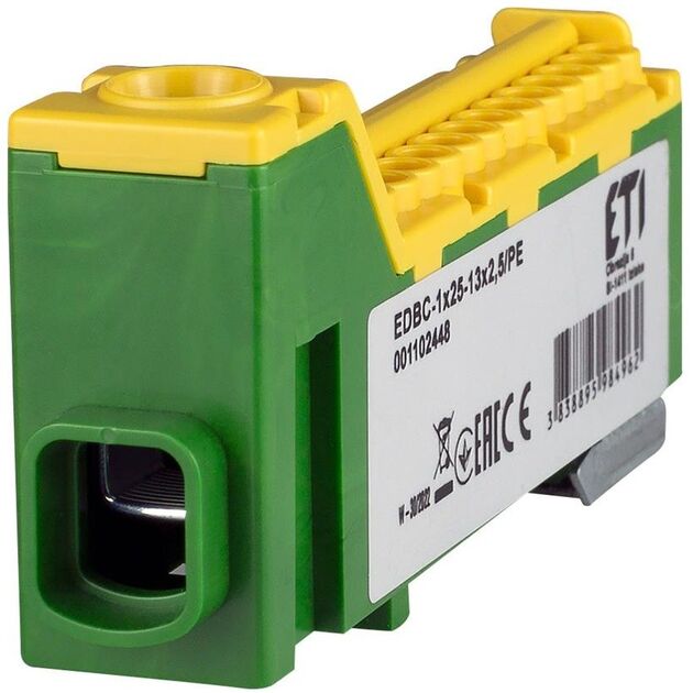 ETI Блок розподільчий EDBC-1x25-13x2,5/PE 63A, 1000V AC/1500V DC, фото  | SNABZHENIE.com.ua