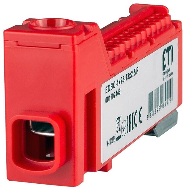 ETI Блок розподільчий EDBC-1x25-13x2,5/R 63A, 1000V AC/1500V DC, фото  | SNABZHENIE.com.ua