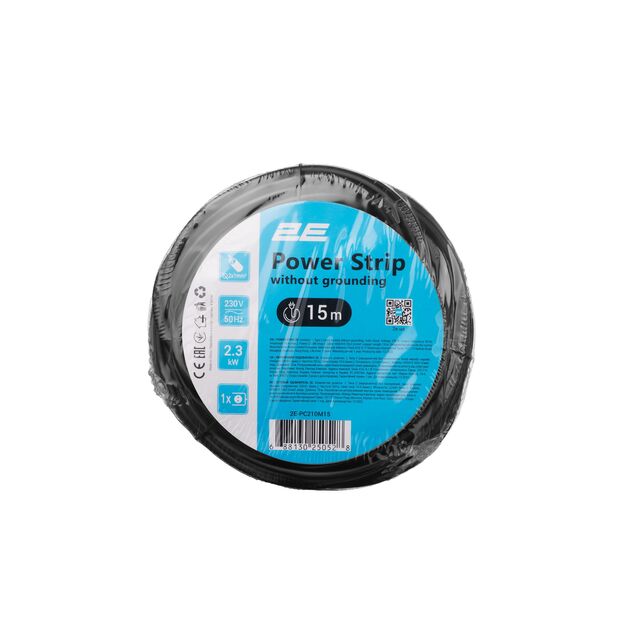 2E Мережевий подовжувач 1XCEE7/17, 2G*1.0мм, 15м, black, фото , изображение 3 | SNABZHENIE.com.ua 2E Мережевий подовжувач 1XCEE7/17, 2G*1.0мм, 15м, black, фото , изображение 3 | SNABZHENIE.com.ua