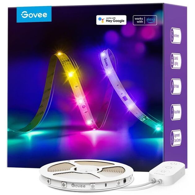 Govee Стрічка світлодіодна розумна H618A RGBIC Basic Wi-Fi + Bluetooth LED Strip Light 5м Білий, фото  | SNABZHENIE.com.ua