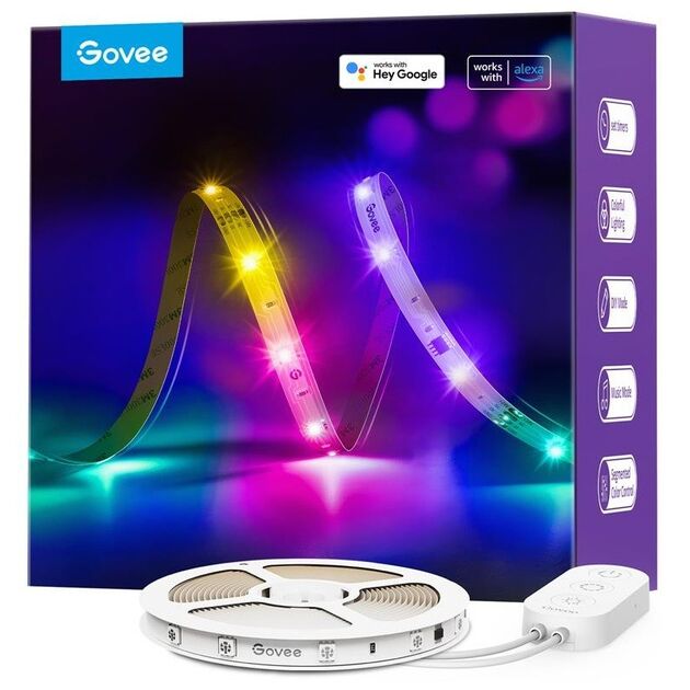 Govee Стрічка світлодіодна розумна H618С RGBIC Basic Wi-Fi + Bluetooth LED Strip Light 10м Білий, фото  | SNABZHENIE.com.ua