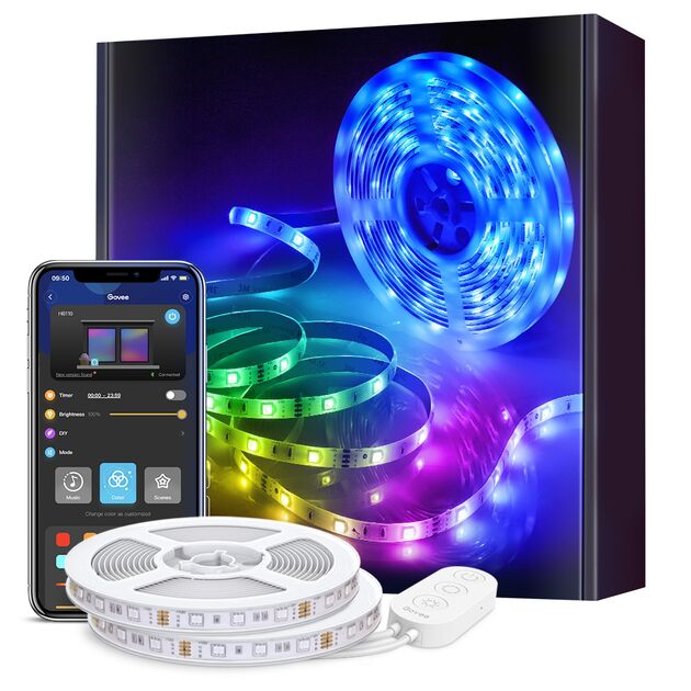 Govee Стрічка світлодіодна розумна H6110 RGB Smart Wi-Fi + Bluetooth LED Strip Lights 10м Білий, фото , зображення 5 | SNABZHENIE.com.ua Govee Стрічка світлодіодна розумна H6110 RGB Smart Wi-Fi + Bluetooth LED Strip Lights 10м Білий, фото , зображення 5 | SNABZHENIE.com.ua