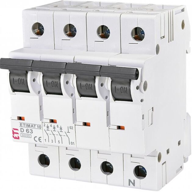 ETI Автоматичний вимикач ETIMAT 10 3p+N D 63A (10 kA), фото  | SNABZHENIE.com.ua