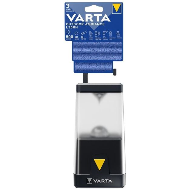 VARTA Ліхтар кемпінговий Ambiance L30RH з гібридною системою живлення акумулятор/батарейки, IP54, до 500 люмен, до 370 годин роботи, 3хАА, фото  | SNABZHENIE.com.ua
