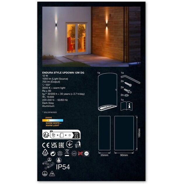 LEDVANCE Фасадний світильник LED ENDURA STYLE UPDOWN 12W, 3000К, чорний, фото , изображение 9 | SNABZHENIE.com.ua LEDVANCE Фасадний світильник LED ENDURA STYLE UPDOWN 12W, 3000К, чорний, фото , изображение 9 | SNABZHENIE.com.ua