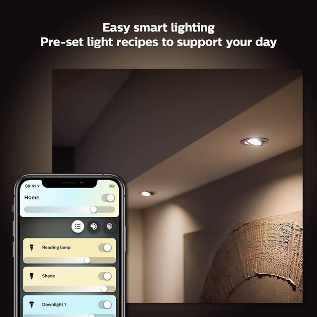 Philips Hue Лампа розумна GU10, 5W(50Вт), 2200K-6500K, Tunable white, ZigBee, Bluetooth, димування, фото , зображення 9 | SNABZHENIE.com.ua
