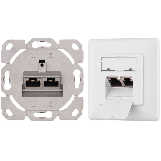 2E Настінна розетка CАТ 5e FTP, 2xRJ45, 8P8C, для прихованої проводки, фото  | SNABZHENIE.com.ua