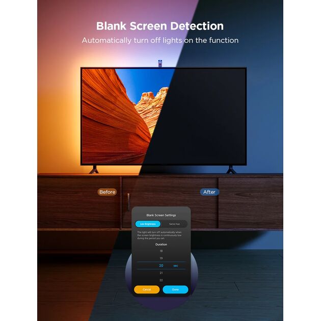 Govee Набір адаптивного підсвічування H6099 Backlight 3 Lite 55-65', RGBIC, WI-FI/Bluetooth, чорний, фото , зображення 8 | SNABZHENIE.com.ua Govee Набір адаптивного підсвічування H6099 Backlight 3 Lite 55-65', RGBIC, WI-FI/Bluetooth, чорний, фото , зображення 8 | SNABZHENIE.com.ua
