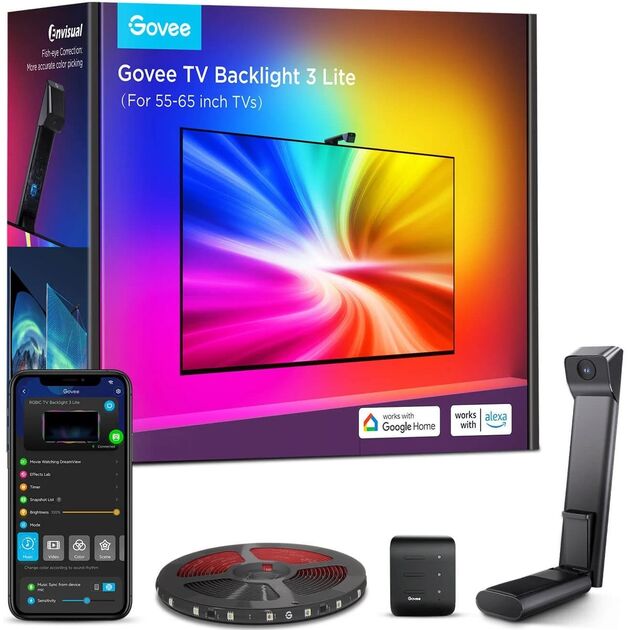 Govee Набір адаптивного підсвічування H6099 Backlight 3 Lite 55-65', RGBIC, WI-FI/Bluetooth, чорний, фото  | SNABZHENIE.com.ua