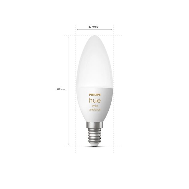 Philips Hue Лампа розумна E14, 5.2W(40Вт), 2200K-6500K, Tunable white, ZigBee, Bluetooth, димування, фото , зображення 6 | SNABZHENIE.com.ua