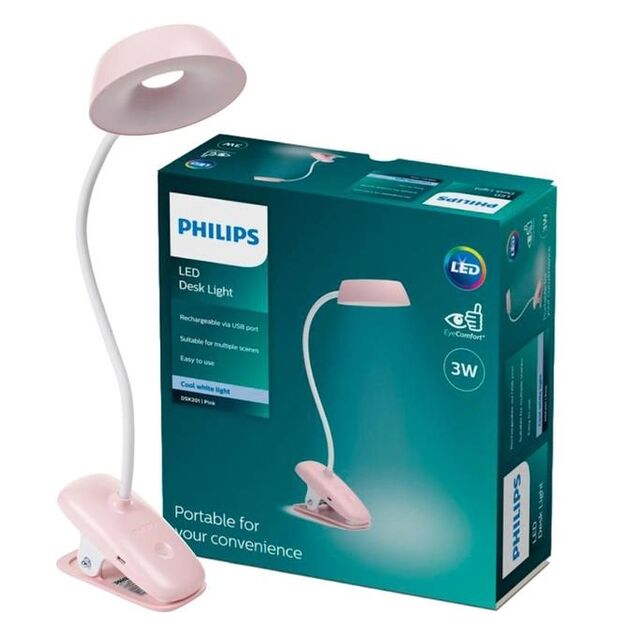 Philips Лампа настільна з акумулятором Donutclip 3Вт 4000K 1200мАг USB-A рожевий, фото , изображение 3 | SNABZHENIE.com.ua Philips Лампа настільна з акумулятором Donutclip 3Вт 4000K 1200мАг USB-A рожевий, фото , изображение 3 | SNABZHENIE.com.ua