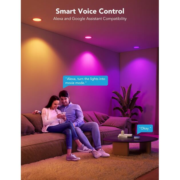 Govee Світильник даунлайт B601B Smart LED Recessed Lights, 2шт, RGBWW, WI-FI/Bluetooth, білий, фото , зображення 5 | SNABZHENIE.com.ua Govee Світильник даунлайт B601B Smart LED Recessed Lights, 2шт, RGBWW, WI-FI/Bluetooth, білий, фото , зображення 5 | SNABZHENIE.com.ua