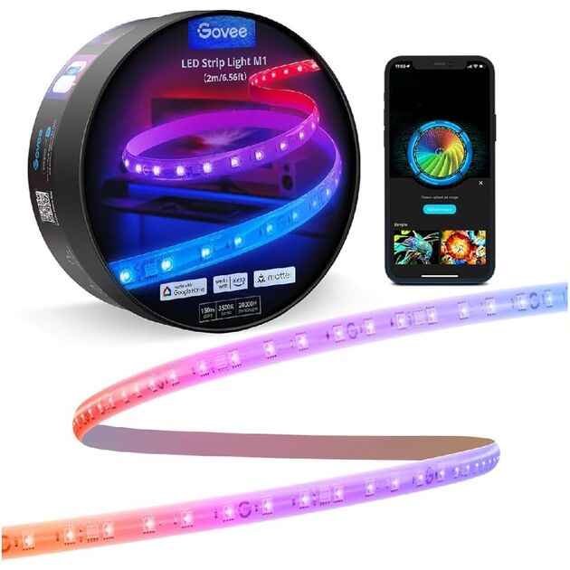 Govee Стрічка світлодіодна розумна H100E LED Strip Light M1 Matter Compatible 1m extension of H61E1, 1м, RGBIC , WI-FI/Bluetooth, білий, фото  | SNABZHENIE.com.ua