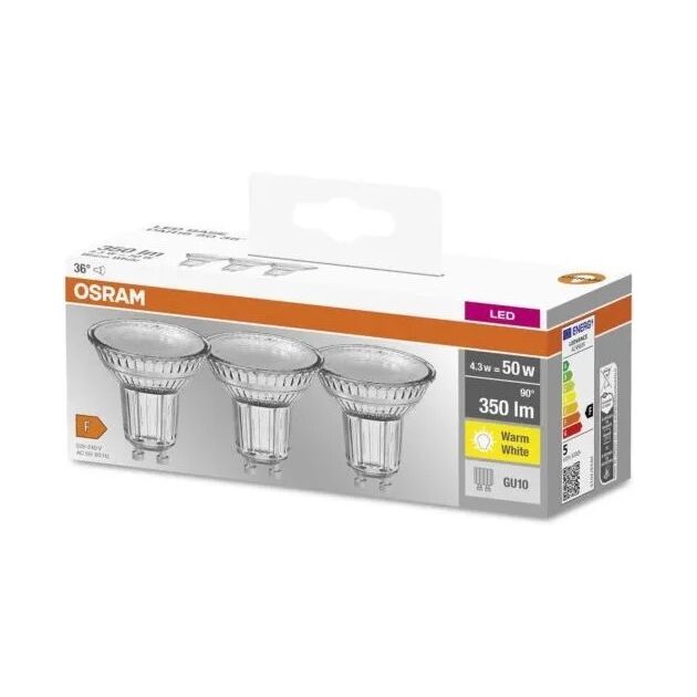 Osram Набір ламп 3шт LED GU10 4.3Вт 2700К 350Лм PAR16, фото  | SNABZHENIE.com.ua