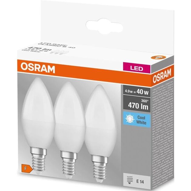 Osram Набір ламп 3шт LED E14 4.9Вт 4000К 470Лм B40, фото  | SNABZHENIE.com.ua