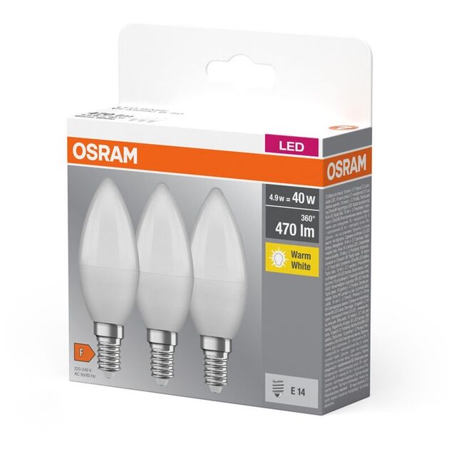 Osram Набір ламп 3шт LED E14 4.9Вт 2700К 470Лм B40, фото , изображение 2 | SNABZHENIE.com.ua Osram Набір ламп 3шт LED E14 4.9Вт 2700К 470Лм B40, фото , изображение 2 | SNABZHENIE.com.ua