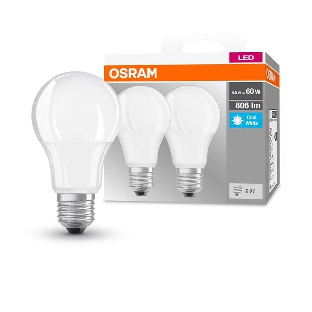 Osram Набір ламп 2шт LED E27 8.5Вт 4000К 806Лм A60, фото , изображение 3 | SNABZHENIE.com.ua Osram Набір ламп 2шт LED E27 8.5Вт 4000К 806Лм A60, фото , изображение 3 | SNABZHENIE.com.ua