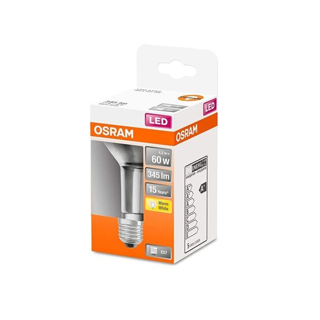 Osram Лампа LED E27 4.3Вт 2700К 350Лм R63 STAR, фото , зображення 3 | SNABZHENIE.com.ua Osram Лампа LED E27 4.3Вт 2700К 350Лм R63 STAR, фото , зображення 3 | SNABZHENIE.com.ua