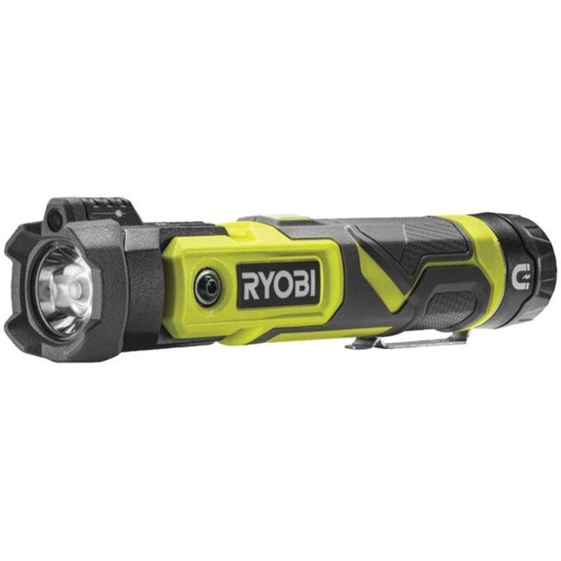 Ryobi Ліхтар ручний акумуляторний USB Lithium RLP4-120G, 4В, 2А·год, 640лм, 3 функції освітлення, поворотна головка, магніт, 0.18кг, фото  | SNABZHENIE.com.ua
