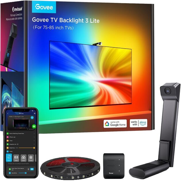 Govee Набір адаптивного підсвічування H6099 Backlight 3 Lite 75-85', RGBIC, WI-FI/Bluetooth, чорний, фото  | SNABZHENIE.com.ua