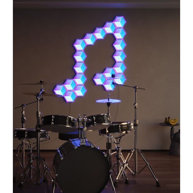 Govee Набір настінних світильників H606A Glide Hexagon Light, 7, RGBIC, WI-FI/Bluetooth, білий, фото , зображення 4 | SNABZHENIE.com.ua