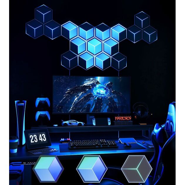 Govee Набір настінних світильників H606A Glide Hexagon Light, 7, RGBIC, WI-FI/Bluetooth, білий, фото , зображення 5 | SNABZHENIE.com.ua