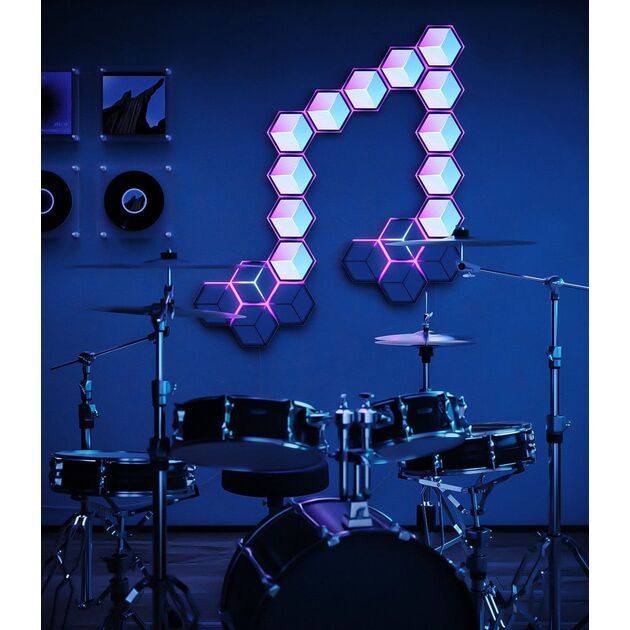 Govee Набір настінних світильників H606A Glide Hexagon Light, 7, RGBIC, WI-FI/Bluetooth, білий, фото , зображення 8 | SNABZHENIE.com.ua